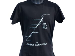 Great Glen Way T-shirt in black with a round neckline