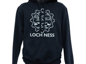 Navy Blue Adults Hoodie with Loch Ness and logo printed on the front