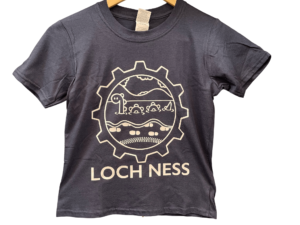 Navy Blue Kids T-shirt with Loch Ness and logo printed on the front
